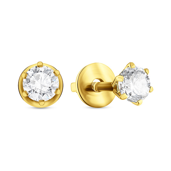 Золотые серьги пусеты с фианитами (арт. 110267ж) – изображение 1