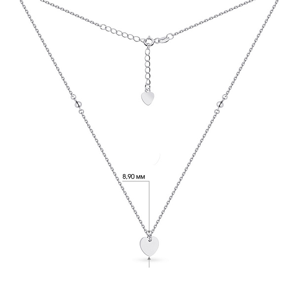 Серебряное колье "Сердце" с шариками (арт. 7507/1130) – изображение 3