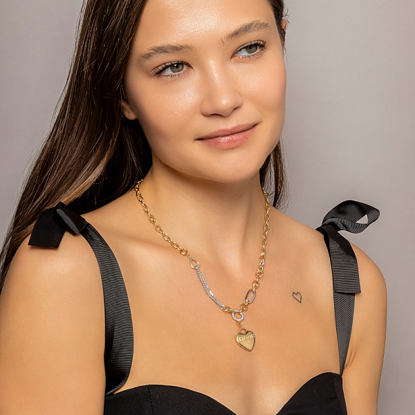 Кольє з жовтого і білого золота з фіанітами (арт. 350783жб) – зображення 4