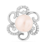 Подвес из белого золота с жемчужиной и фианитами (арт. 422890бпрлб)