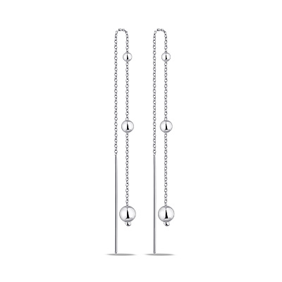 Срібні сережки-протяжки без каменів (арт. 7502/9188)