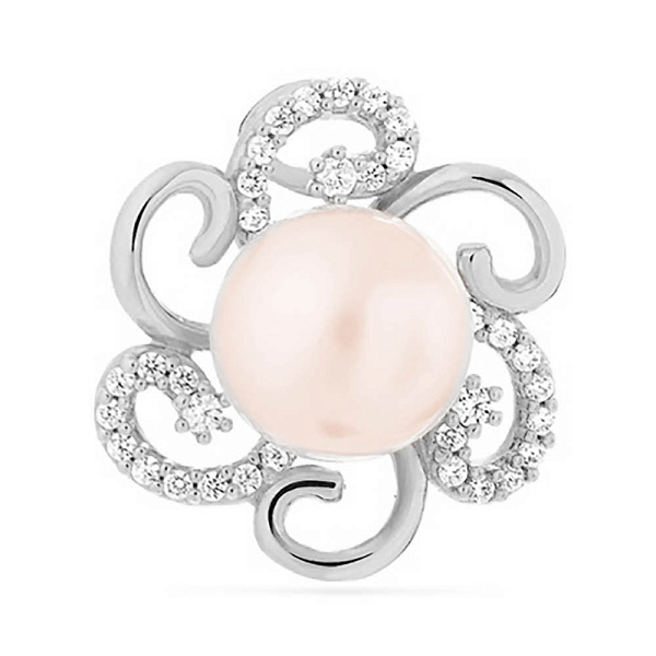 Подвес из белого золота с жемчужиной и фианитами (арт. 422890бпрлб) – изображение 1