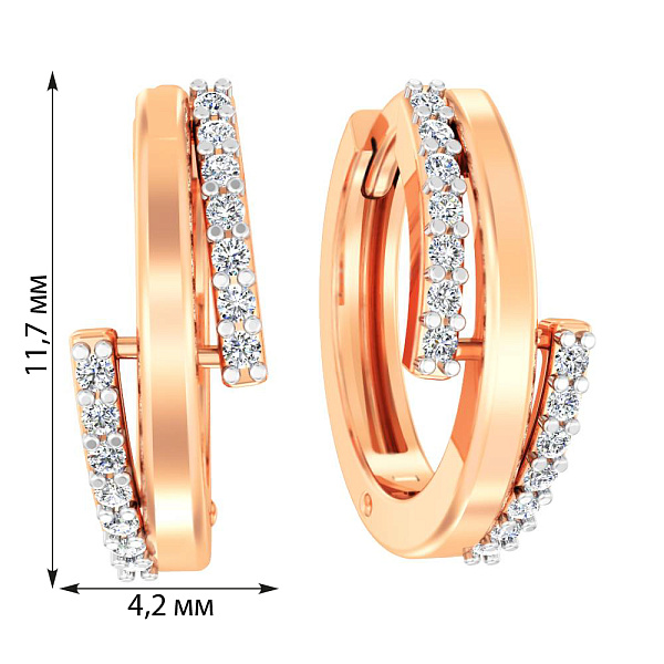 Золотые серьги-кольца с бриллиантами (арт. С011388010) – изображение 2