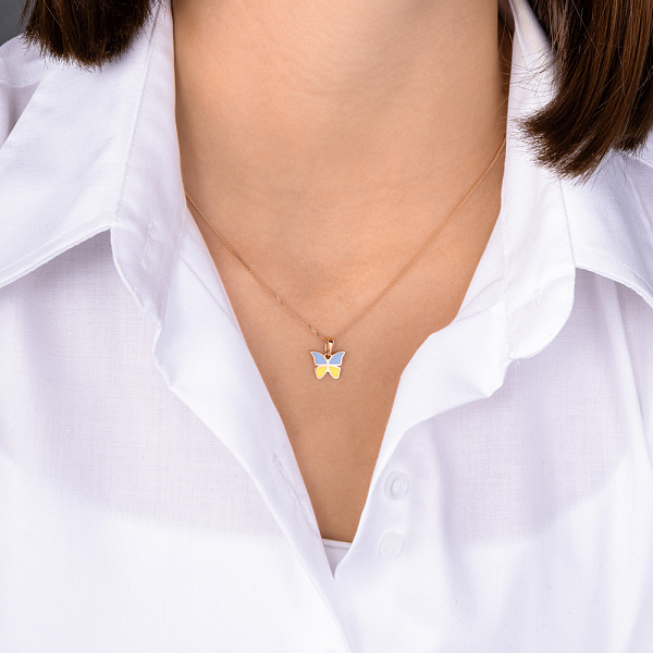 Золотий кулон Метелик з емаллю (арт. 3109559101) – зображення 3