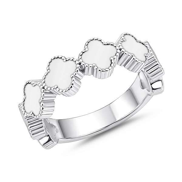 Серебряное кольцо с эмалью клевер (арт. 7501/8752/6еб) – изображение 1
