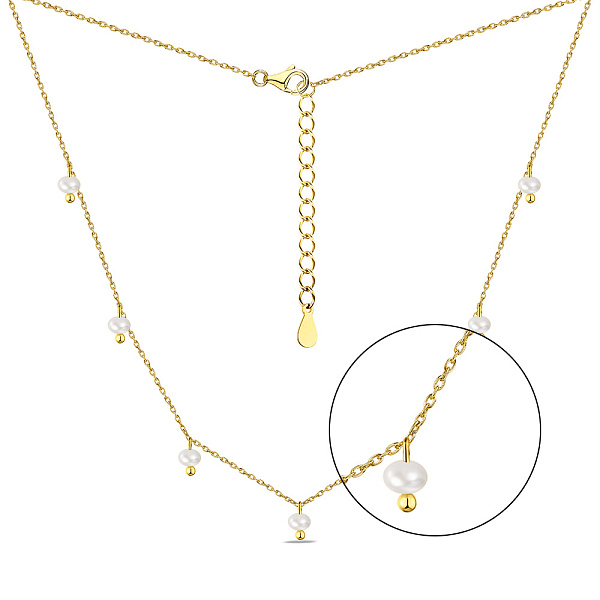 Серебряное колье с жемчугом (арт. 7507/1440жжб) – изображение 1