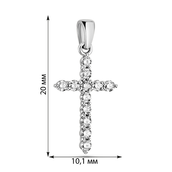 Хрестик з білого золота з діамантами (арт. 3103632202) – зображення 3