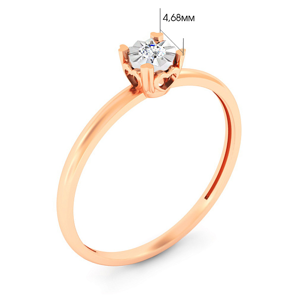 Золотое кольцо с бриллиантом (арт. К011673010) – изображение 2