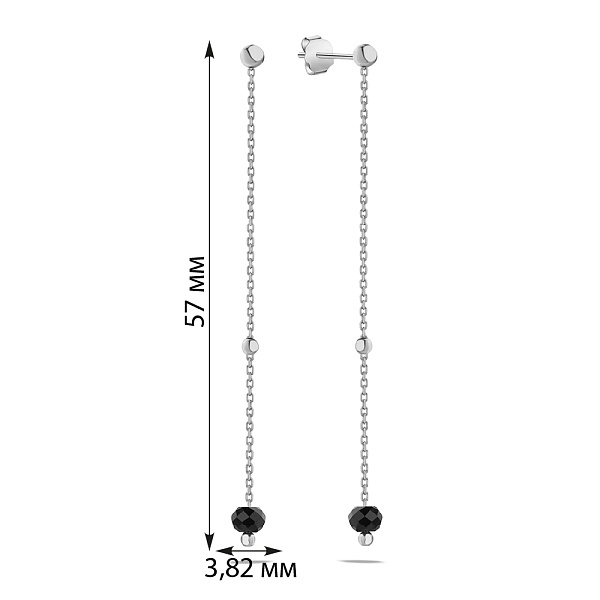 Золоті сережки-підвіски з оніксом (арт. 106799бо) – зображення 2