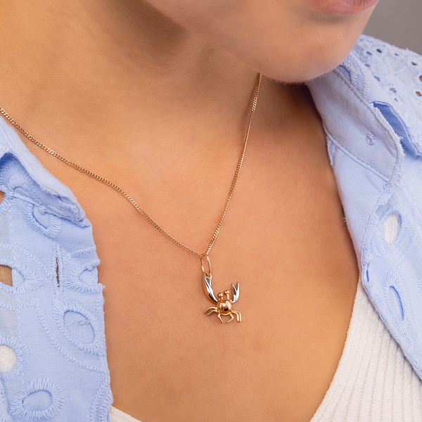 Золотой кулон Краб с родированием (арт. 424499р) – изображение 2