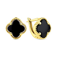 Золоті сережки Конюшина з оніксом (арт. 104190/10жо)