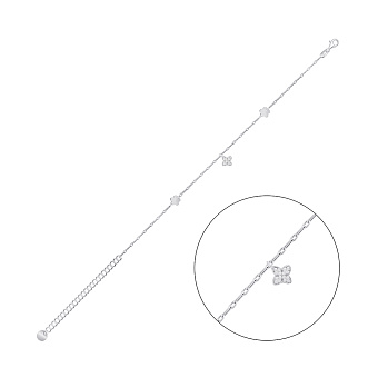 Фото Срібний браслет на ногу Квіти з фіанітами (арт. 7509/5001н)