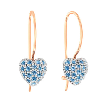 Фото Дитячі золоті сережки «Серденька» з блакитними фіанітами (арт. 110443г)