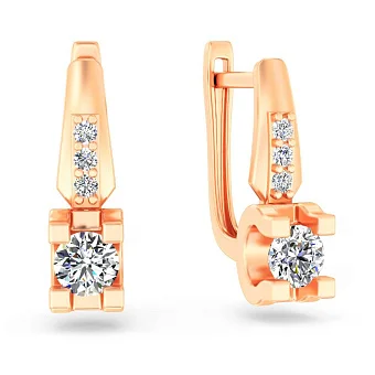 Сережки з червоного золота з діамантами (арт. С011577060)