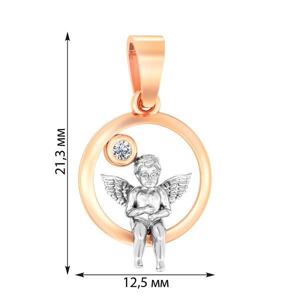 Золотая подвеска Ангел с фианитом (арт. 440620) – изображение 2