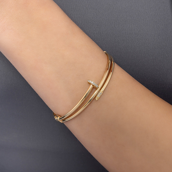 Браслет Гвоздь из желтого золота с фианитами (арт. 326877ж) – изображение 2