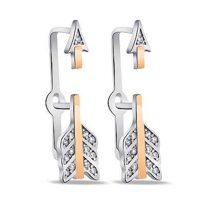 Срібні сережки Стріла з фіанітами  (арт. 7202/0446.10)