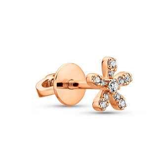 Золотая cерьга в одно ухо с бриллиантами (арт. Т011139005Я)