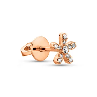 Золота cережка в одне вухо з діамантами (арт. Т011139005Я)