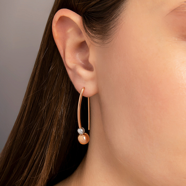 Сережки з червоного та білого золота (арт. 100965/2кб) – зображення 2