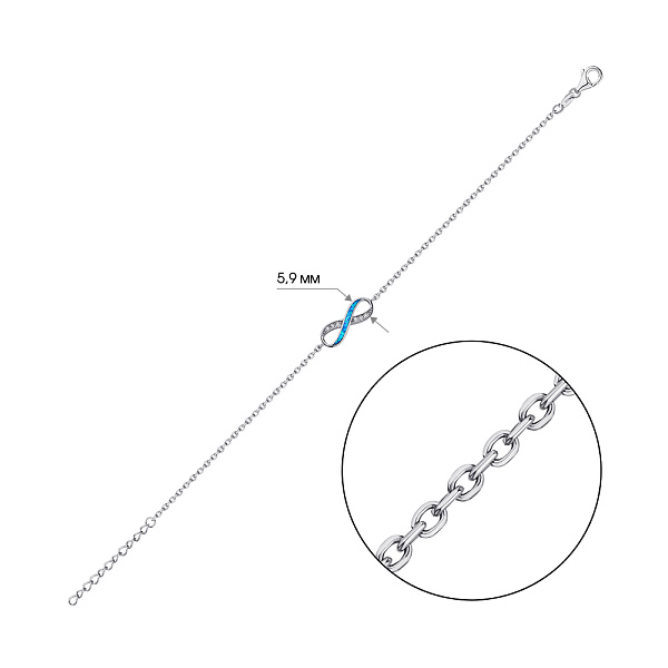 Серебряный браслет Бесконечность с опалом и фианитами (арт. 7509/4571Пос) – изображение 2