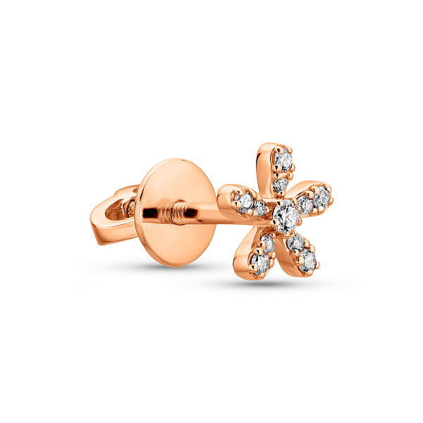 Золотая cерьга в одно ухо с бриллиантами (арт. Т011139005Я) – изображение 1