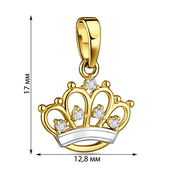 Кулон Корона из желтого золота с фианитами (арт. 440615ж) – изображение 2