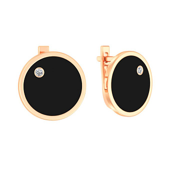 Золотые сережки Лýна с эмалью и фианитами (арт. 111169ч)