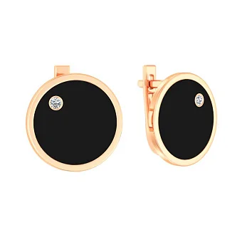 Золотые сережки Лýна с эмалью и фианитами (арт. 111169ч)