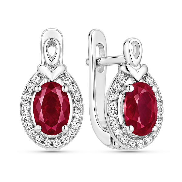 Серебряные серьги с рубином (арт. 7502/10604Р) – изображение 1