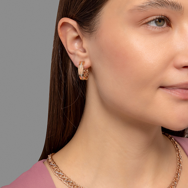 Золотые серьги конго с фианитами (арт. 1092124) – изображение 4