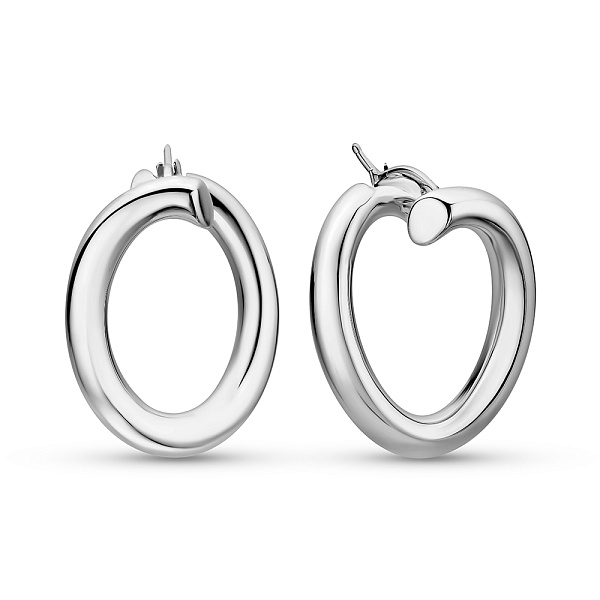 Серьги-кольца из белого золота Francelli без камней (арт. е1091993/30б) – изображение 1