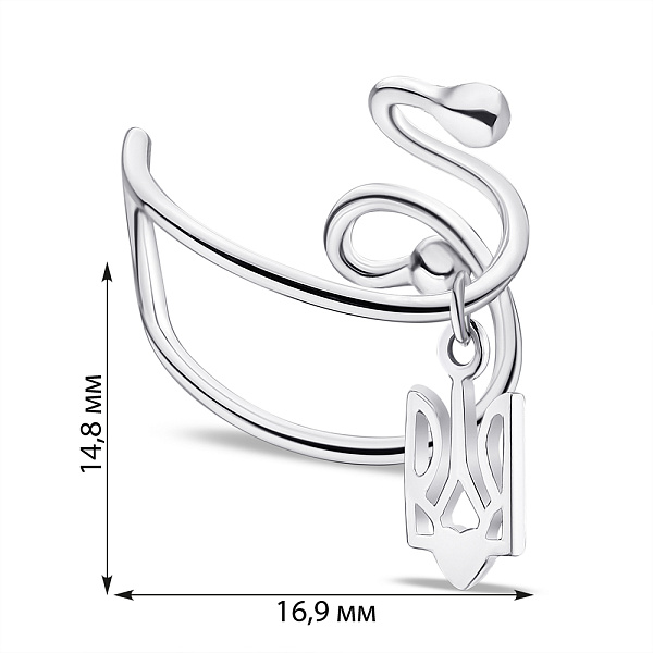 Серебряная сережка-каффа Герб Украины-Трезубец (арт. 7502/С2/281) – изображение 2