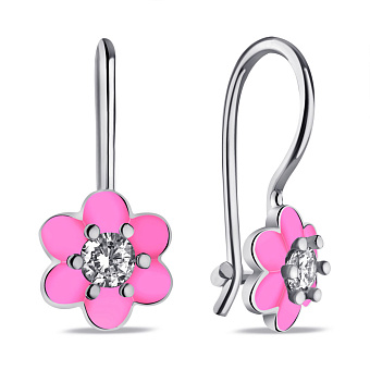 Фото Серебряные детские серьги Цветок с фианитами (арт. 7502/9753ер)