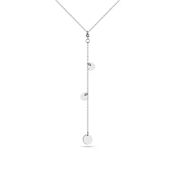 Кольє-краватка "Монети" з білого золота (арт. 352204б)