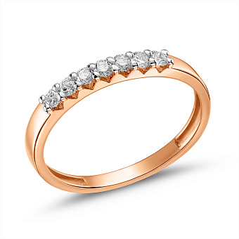 Фото Золотое кольцо с бриллиантовой дорожкой (арт. К011124015)