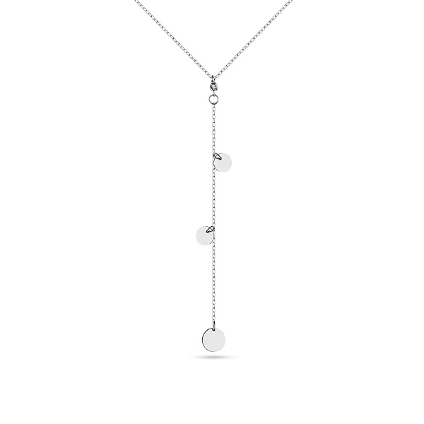 Кольє-краватка "Монети" з білого золота (арт. 352204б) – зображення 1