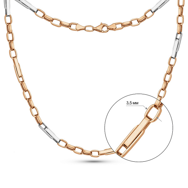 Цепочка из красного и белого золота плетения Якорное фантазийное (арт. 352417кб) – изображение 2