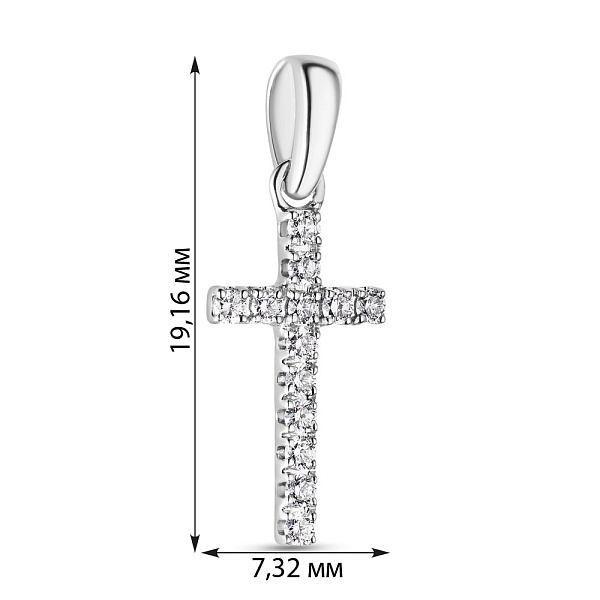 Хрестик з білого золота з діамантами (арт. П341012010б) – зображення 2