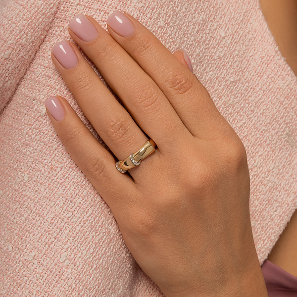 Каблучка з жовтого золота з фіанітами (арт. 141461ж) – зображення 4