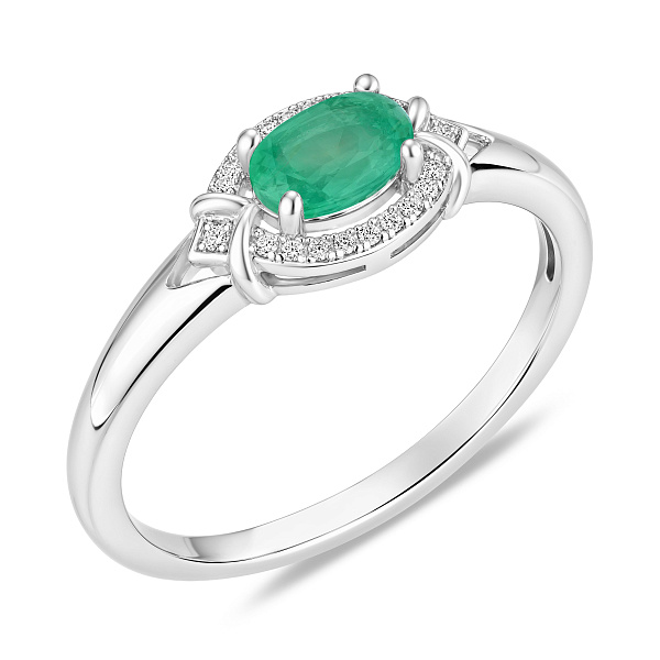 Серебряное кольцо с изумрудом и фианитами (арт. 7501/8939Изм) – изображение 1