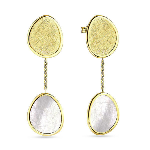 Золотые серьги пусеты Diva с перламутром (арт. 107595жп) – изображение 1