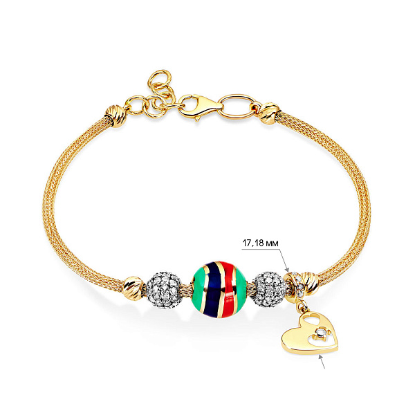 Браслет з золота з емаллю та фіанітами (арт. 325053жеП2) – зображення 2