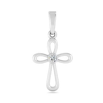 Золота підвіска-хрестик з діамантом (арт. П011714005б)