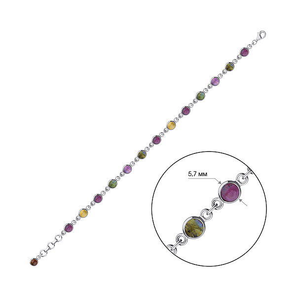 Серебряный браслет с альпинитами (арт. 7509/4258ацв) – изображение 2