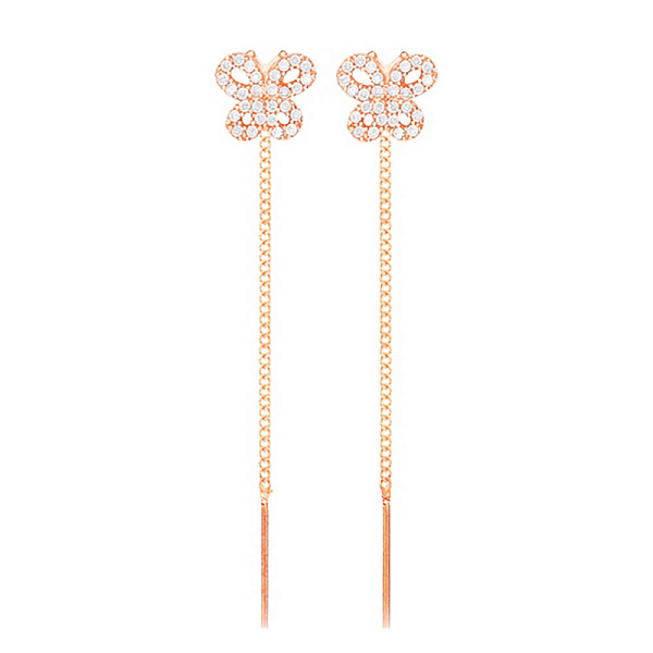 Золотые серьги протяжки «Бабочки» с фианитами для детей (арт. 101747) – изображение 1