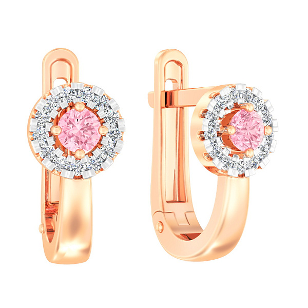 Дитячі золоті сережки з рожевими фіанітами (арт. 110614р) – зображення 1