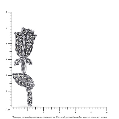 Срібна брошка «Троянда» з марказитами (арт. 7405/159мрк)