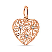Золотой кулон в форме сердца с фианитами (арт. 424475)