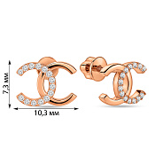 Фото Золоті сережки пусети з фіанітами (арт. 110318)